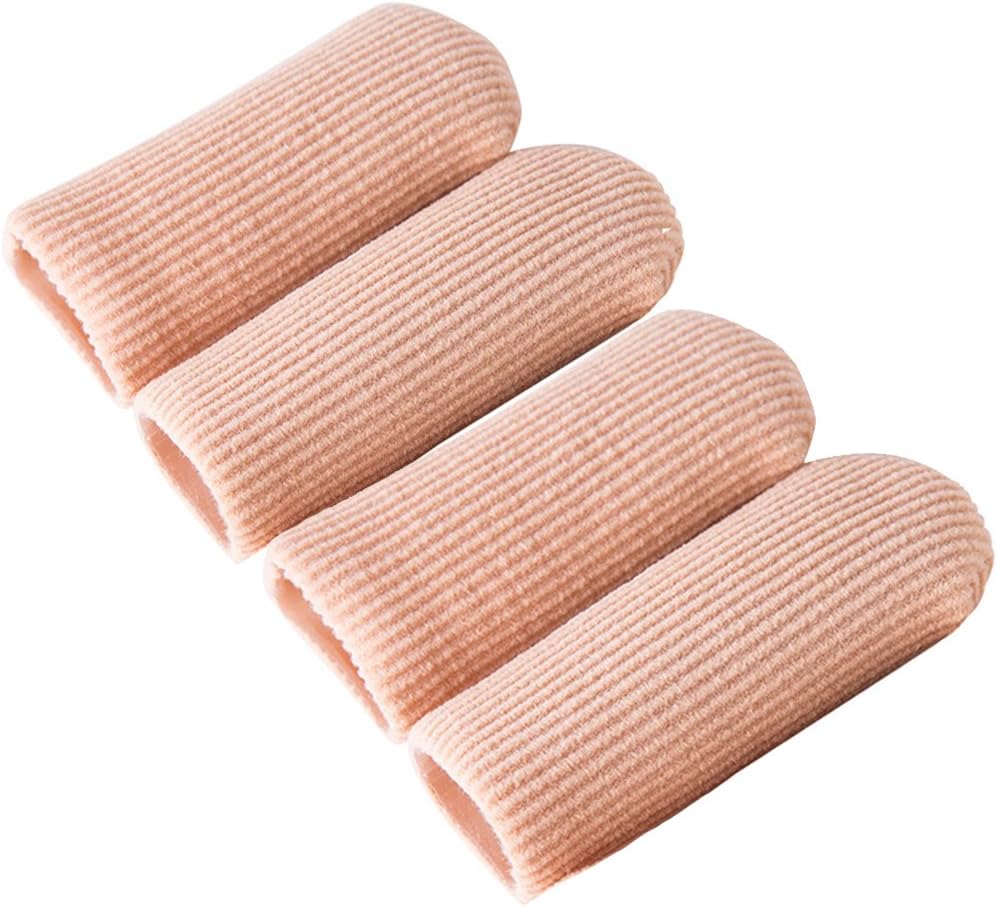 Makhry 4pcs Adjustable Cuttable Gel Toe and Finger Cap Lined Gel Toe Covers Sleeves Ribbed Knit Toe Caps Digital Caps (XL)