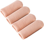 Makhry 4pcs Adjustable Cuttable Gel Toe and Finger Cap Lined Gel Toe Covers Sleeves Ribbed Knit Toe Caps Digital Caps (XL)