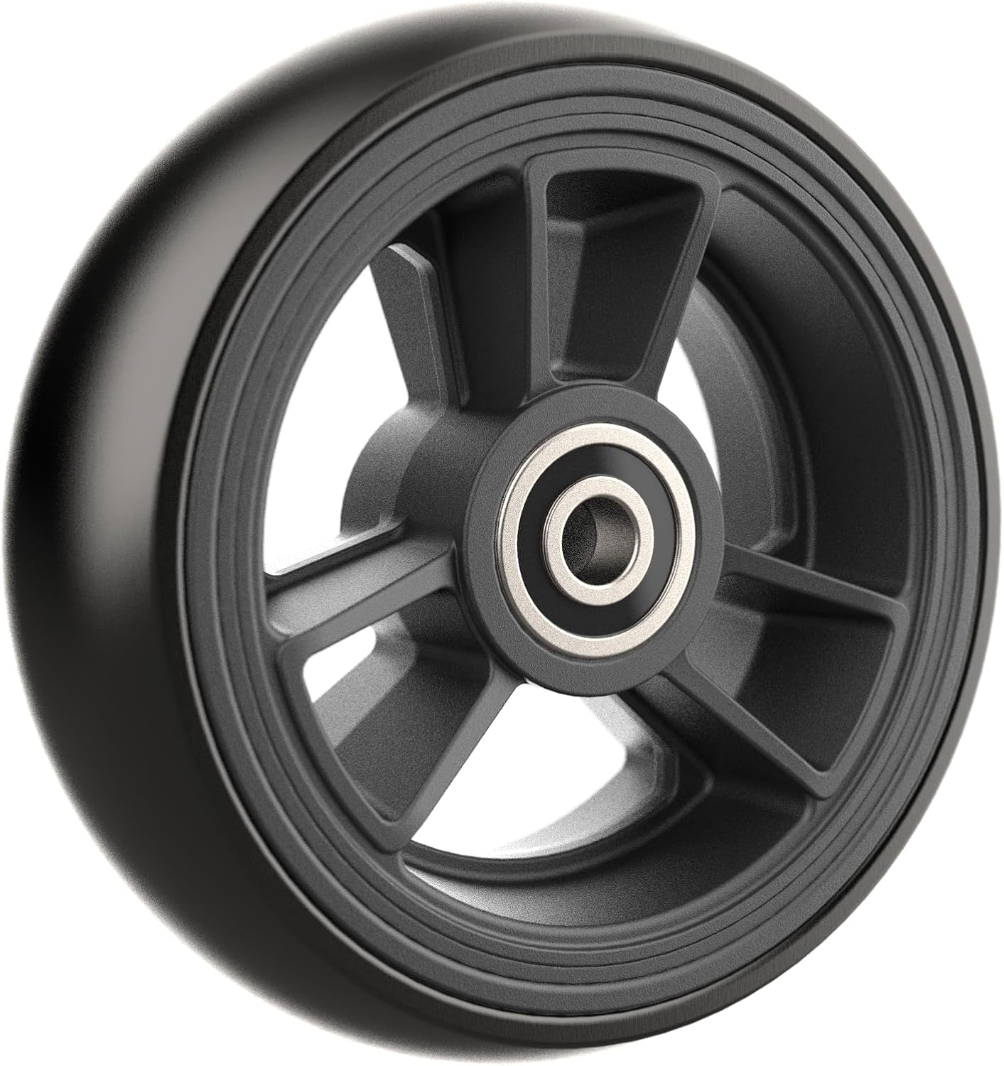 W434, 4 X 1.4 inch, Solid, PU Wheels, Wheelchair Casters, Nylon Rim, one Pair (Black)