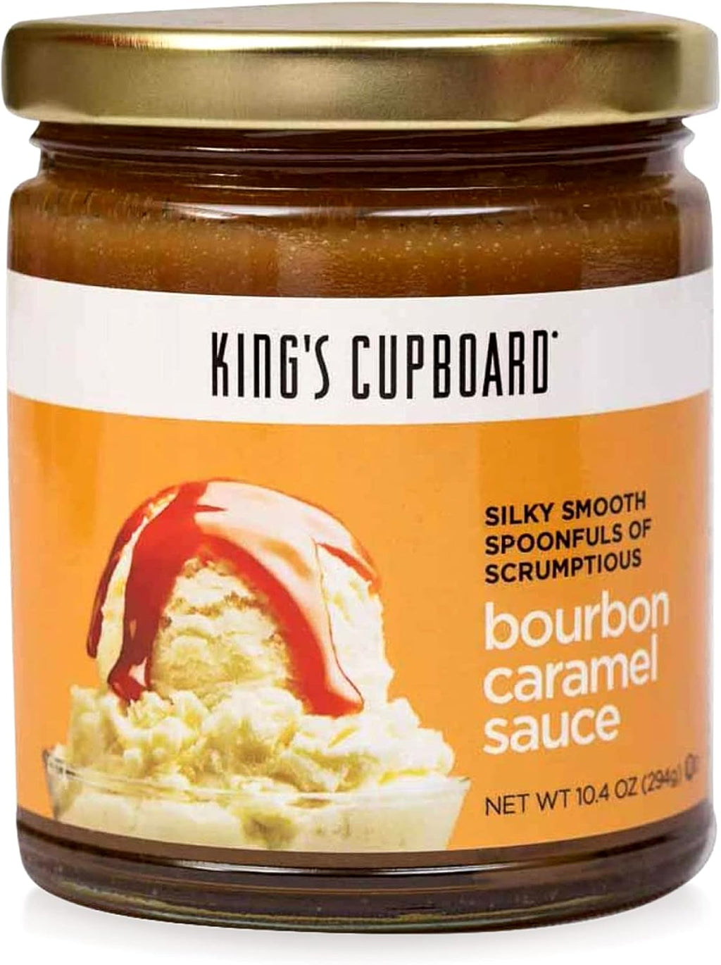 King's Cupboard Bourbon Caramel Sauce - The Perfect Sauce for Ice Cream, Fruit Dip, Topping Desserts, Caramel Drizzle for Coffee - Gluten-Free, Kosher, All Natural Ingredients, Made in USA 10.4 oz