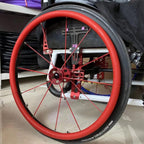 2Pcs Rear Wheel Sports Wheelchair Non-Slip Silicone Cover, Wheelchair Pusher Cart Ring Protective Sleeve, Hand Push Cover Wheel Snare Pads,Red-24in