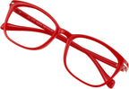 VisionGlobal Blue Light Blocking Glasses for Women Men, Square Frame Computer Reading Glasses(Red,+1.50 Magnification)