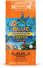 Magnum Exotics Coffee, Blue Mountain Blend - Whole Bean Coffee, Medium-Light Roast, Made from 100% Arabica Beans, Rich & Smooth Flavor, Fresh Roast - Blue Mountain Blend, 2 Lb (Pack of 1)