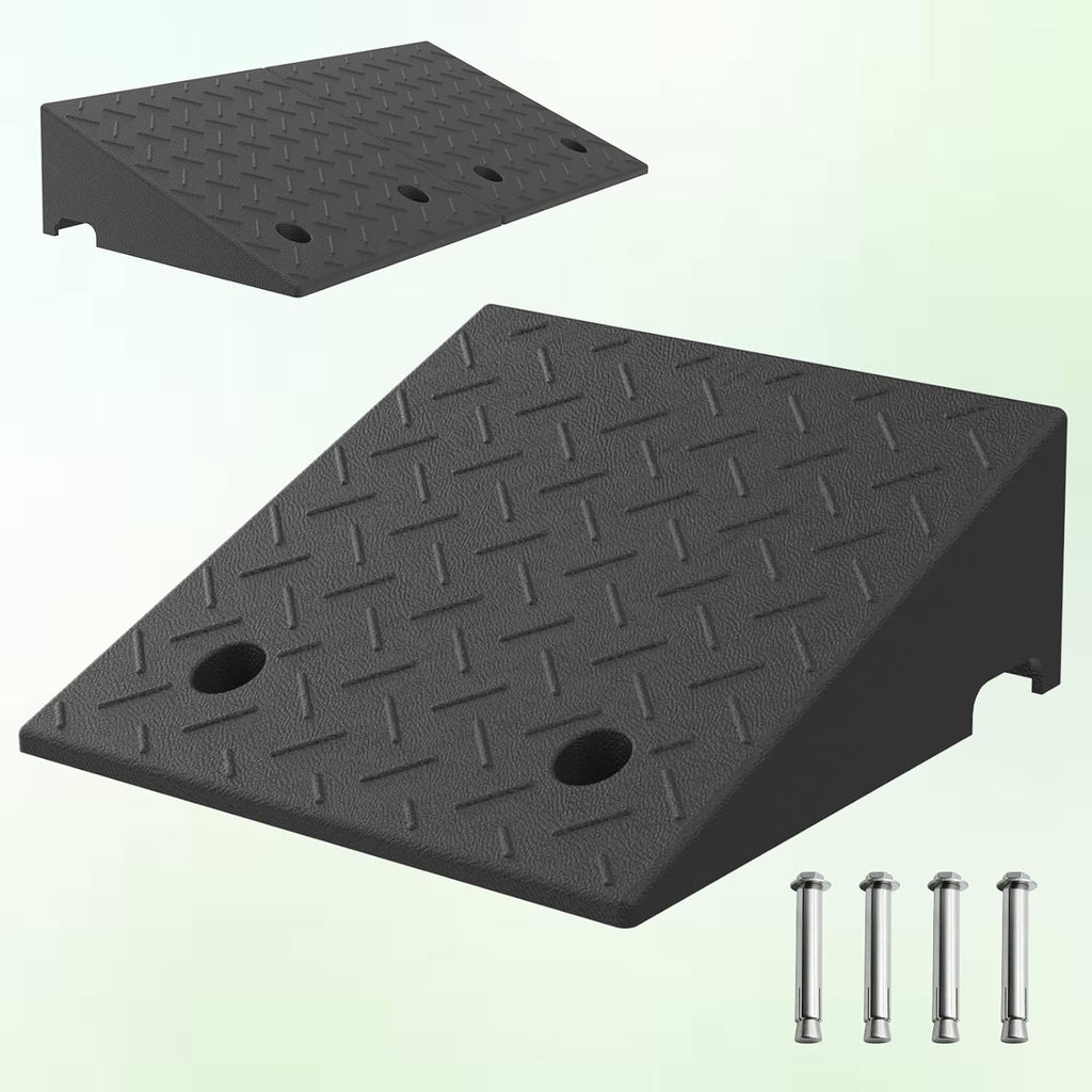 7.9 Inch Rise Rubber Ramp, Wheelchair Door Ramp with Non-Slip Surface, Threshold Ramp for Cars/Scooters/Walkers/Doorway/Home Steps/Driveway (2PCS, 2200LBs Load)