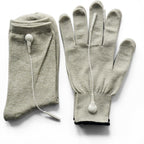 Pair of Conductive Fiber Electrode Gloves With Conductive Massage Socks With Adapter Electrode Lead Wires for TENS/EMS Machine