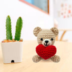 Mini Crochet Bear with Heart,Emotional Support Decor & Handmade Gift of Encouragement for Valentine's Day,Birthdays,Women,Men & Loved Ones