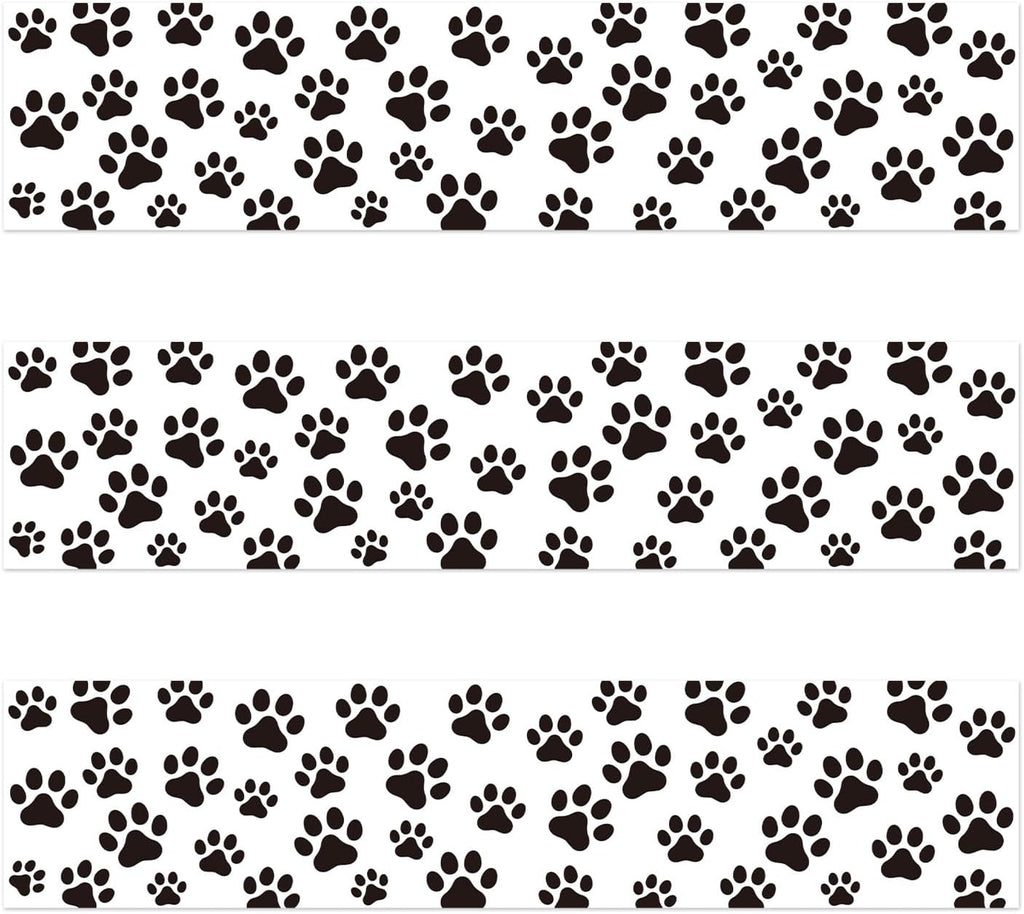 3pcs Puppy Paw Print Edible Cake Border Strips, 28x6.2cm/11x2.44in Pre-cut Glutinous Edible Wrap Rice Paper Decorations for Dog Birthday Cakes Puppy Treats & Desserts