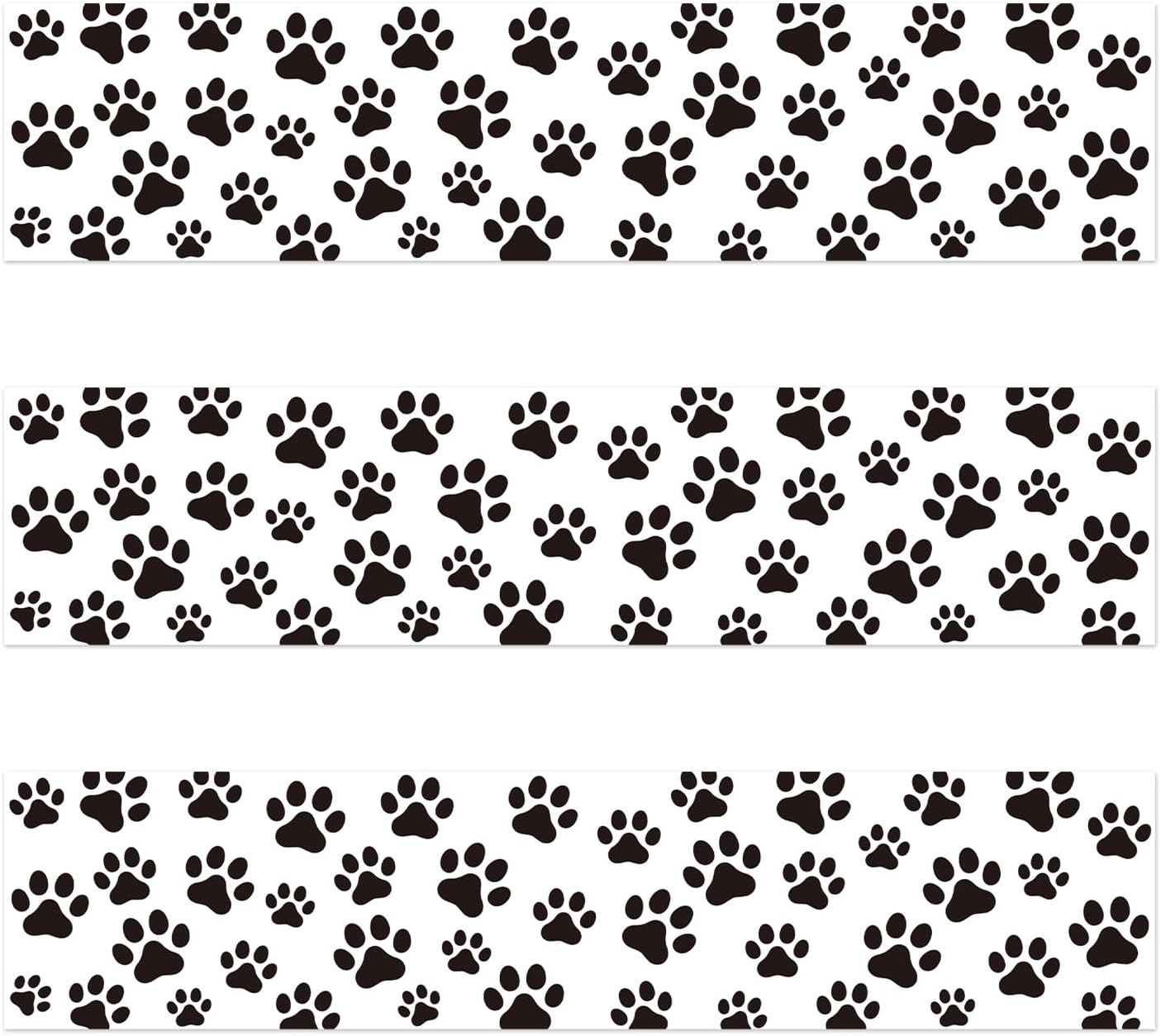 3pcs Puppy Paw Print Edible Cake Border Strips, 28x6.2cm/11x2.44in Pre-cut Glutinous Edible Wrap Rice Paper Decorations for Dog Birthday Cakes Puppy Treats & Desserts