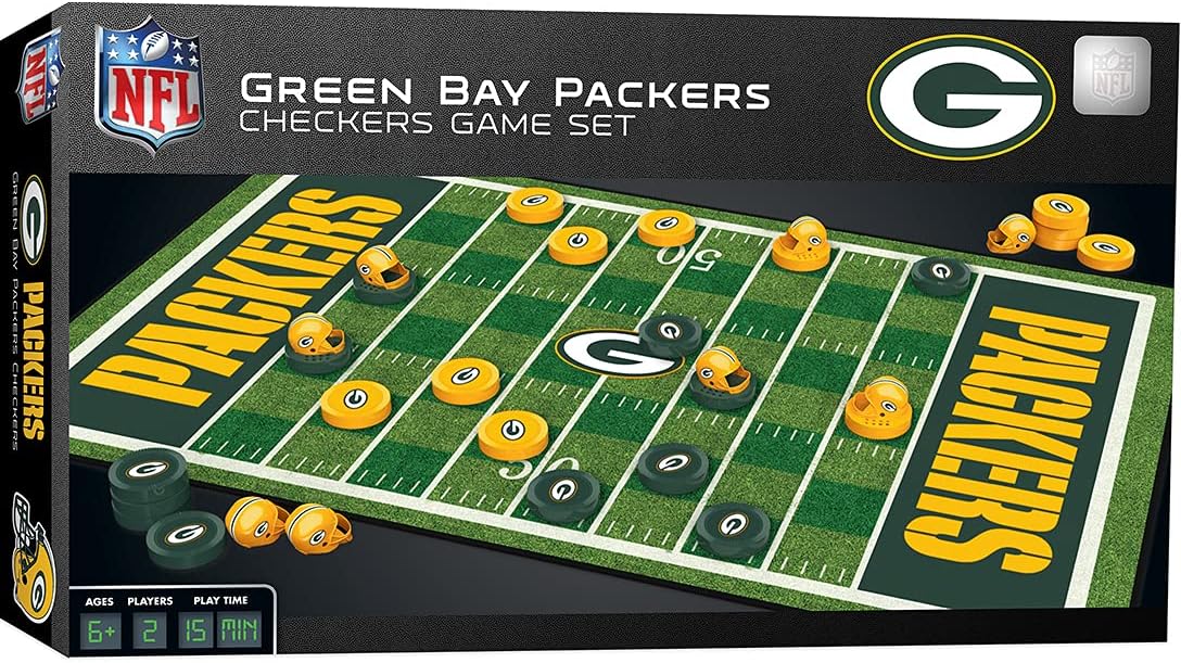 MasterPieces Family Game - NFL Green Bay Packers Checkers - Officially Licensed Board Game for Kids & Adults