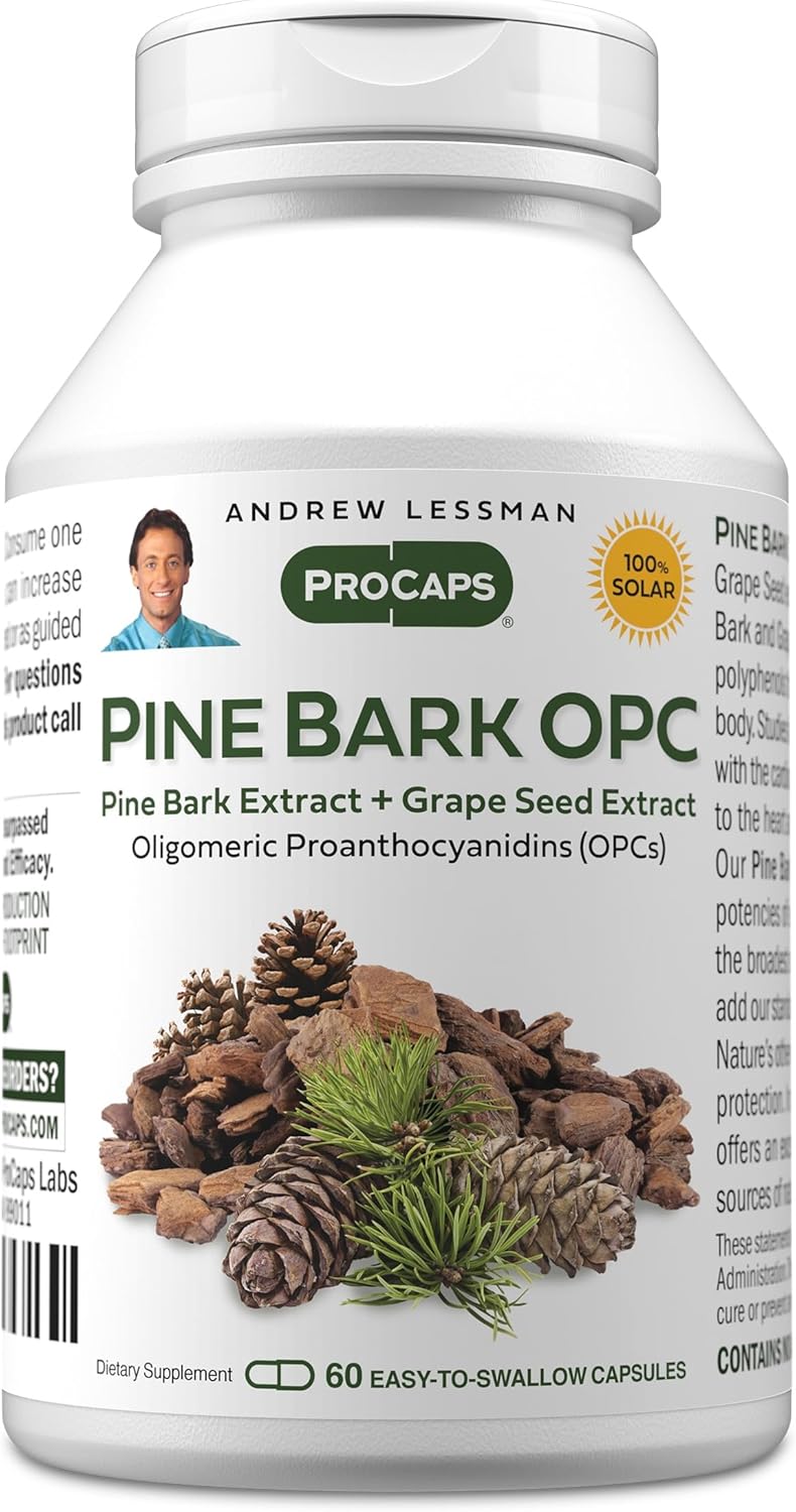 ANDREW LESSMAN Pine Bark OPC Anti-Oxidant Extracts 60 Capsules - Supports Tissues and Organ Systems to Neutralize Damaging Free-Radicals, Proanthocyanidins, Powerful Anti-oxidant, No Additives