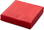 Red Beverage Napkins (20 Count) 3-Ply Disposable Paper Cocktail Napkins for Bar, Weddings, Parties, Events, Premium Quality, EU Made