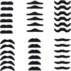 36 Pieces Fake Mustaches Beard, Self Adhesive Costume Accessories Novelty Mustache Fiesta Party Supplies for Masquerade Party (Black)
