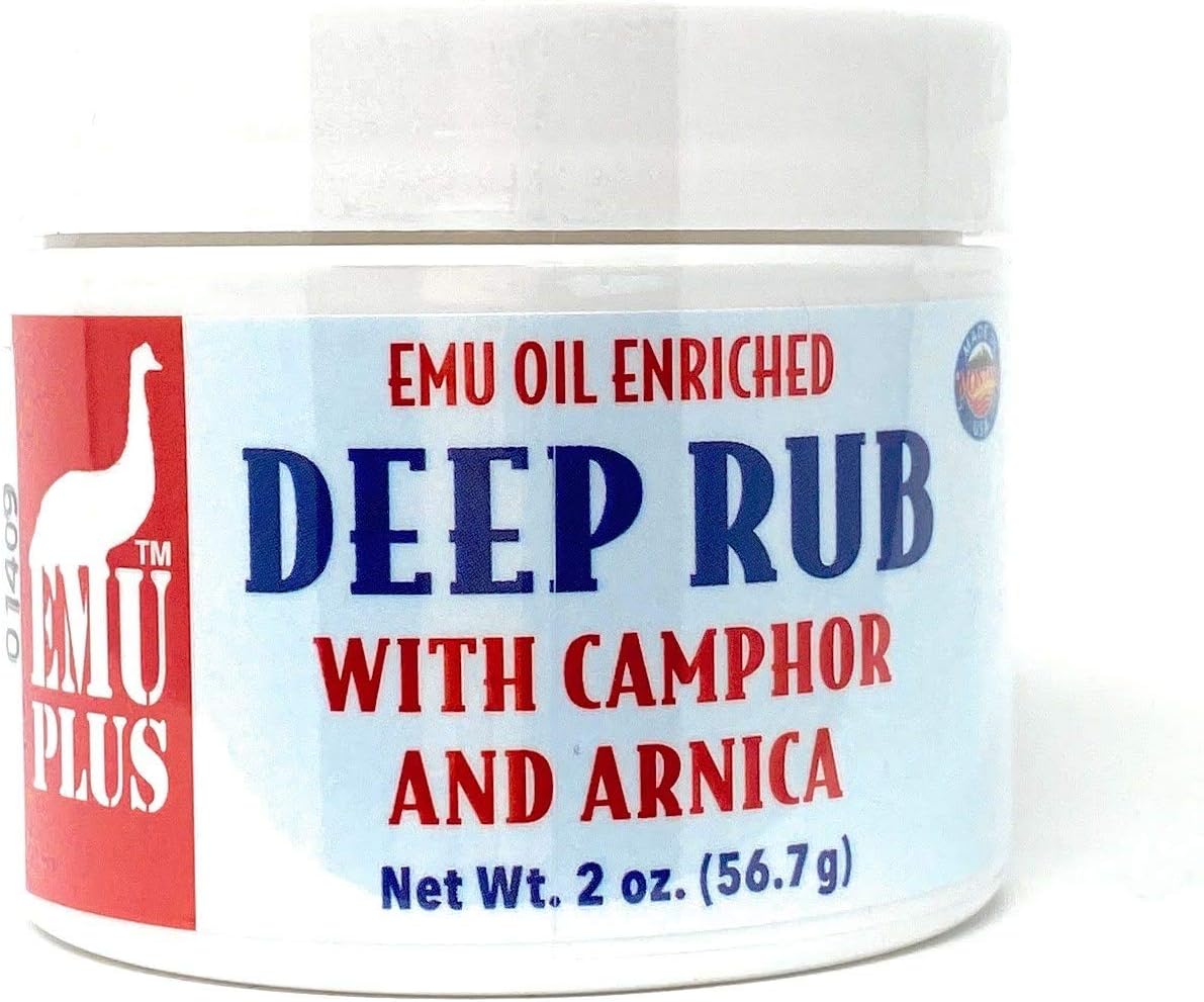 Montana Emu Ranch - EMUPlus Deep Rub with Camphor and Arnica 2 Ounce Jar - Made with 100% Pure Emu Oil - Formulated for Older, Active Athletes