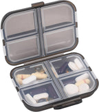 Travel Pill Organizer Small 8 Grid Compartments Pill Holder Box - Portable Medicine Container Case - Daily Weekly Medication Organizer