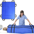 Positioning Bed Pad with Handles 48" x 40" Washable Transfer & Slide Sheet for Moving Patients, Turning & Lifting, Draw Sheet for Hospital Bed, Blue
