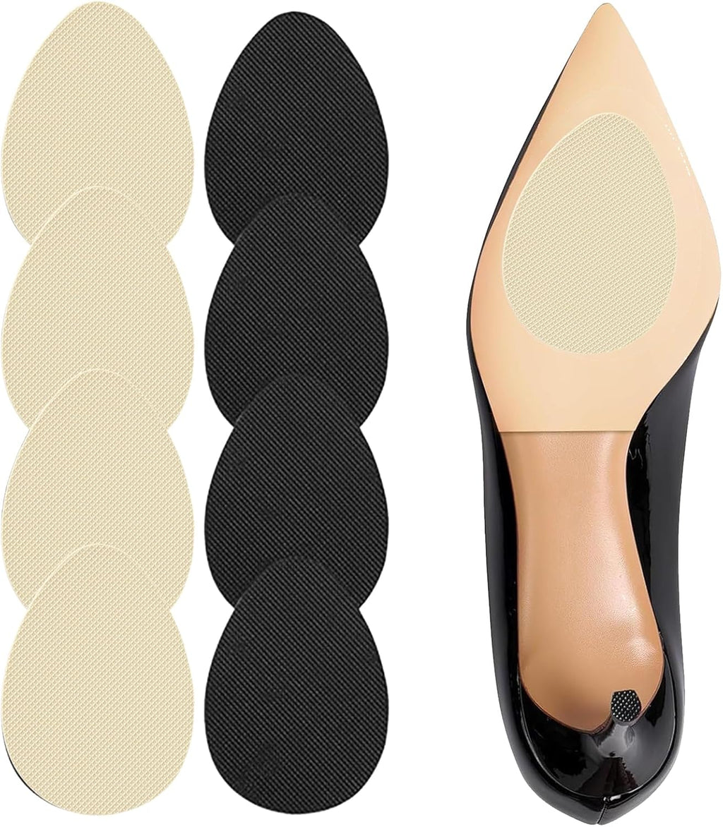 Non Slip Shoe Pads for Bottom of Shoes Sole Protector for High Heels Adhesive Shoe Sole Protectors Anti Slip Shoe Grips Noise Reduction Cushion High Heel Noise Reduction for Women Men (Black+Beige)