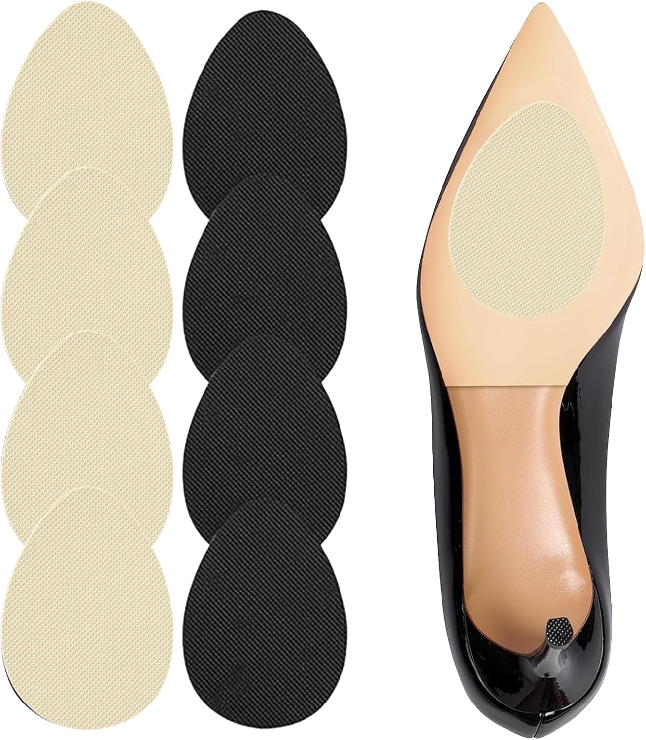 Non Slip Shoe Pads for Bottom of Shoes Sole Protector for High Heels Adhesive Shoe Sole Protectors Anti Slip Shoe Grips Noise Reduction Cushion High Heel Noise Reduction for Women Men (Black+Beige)