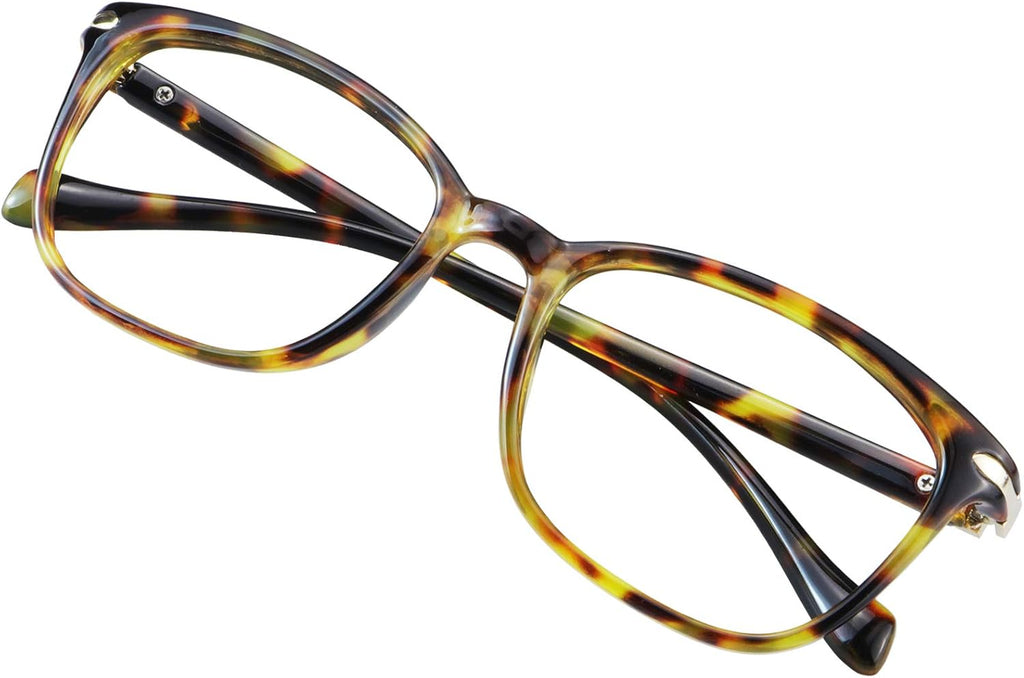 VisionGlobal Blue Light Blocking Glasses for Women Men, Square Frame Computer Reading Glasses(Brown Tortoise,+2.00 Magnification)