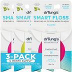 DrTung's Smart Floss - Natural Dental Floss, PTFE & PFAS Free, Gentle on Gums, Expands & Stretches, BPA Free - Cardamom Flavor (Pack of 3)
