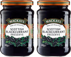 Mackays Scottish Blackcurrant Preserve Jam 340g (Pack of 2)| Imported from Scotland | Made with Whole Fruits | Vegan | Gluten-Free | No Artificial Colors or Preservatives