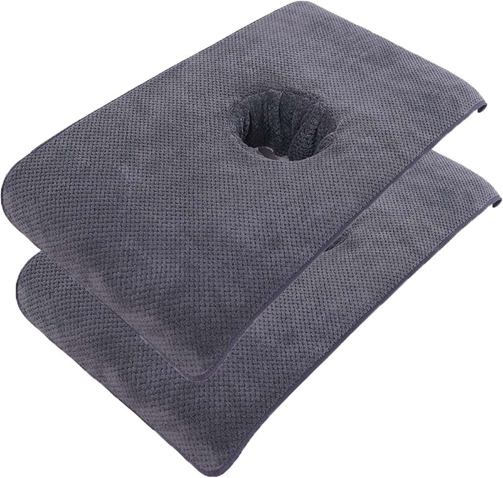 Massage Table Cover With Face Hole Massage Table Cover 2Pcs Soft Massage Bed Cover with Face Hole 16x32'' Reusable Spa Beauty Bed Cover Towel with Face Hole Massage Bed Sheet for Skin Care,Grey