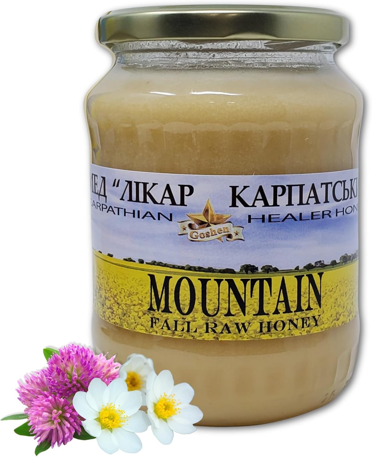 Carpathian Raw Honey Mountain Flowers | 100% Pure, Unfiltered, Unpasteurized, Ethically Sourced | Glass Jar, 908g
