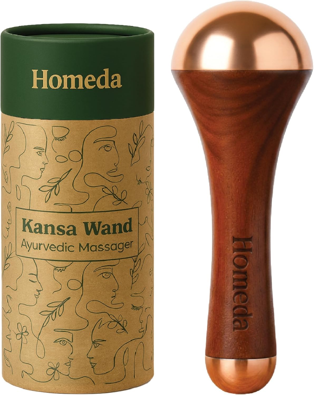 Kansa Wand Ayurveda Foot Massager - Indian Skincare Tool - SWA Kansa Wand for Feet & Face Relazation and Detox - Ayurveda Gifts (Double Bowl)