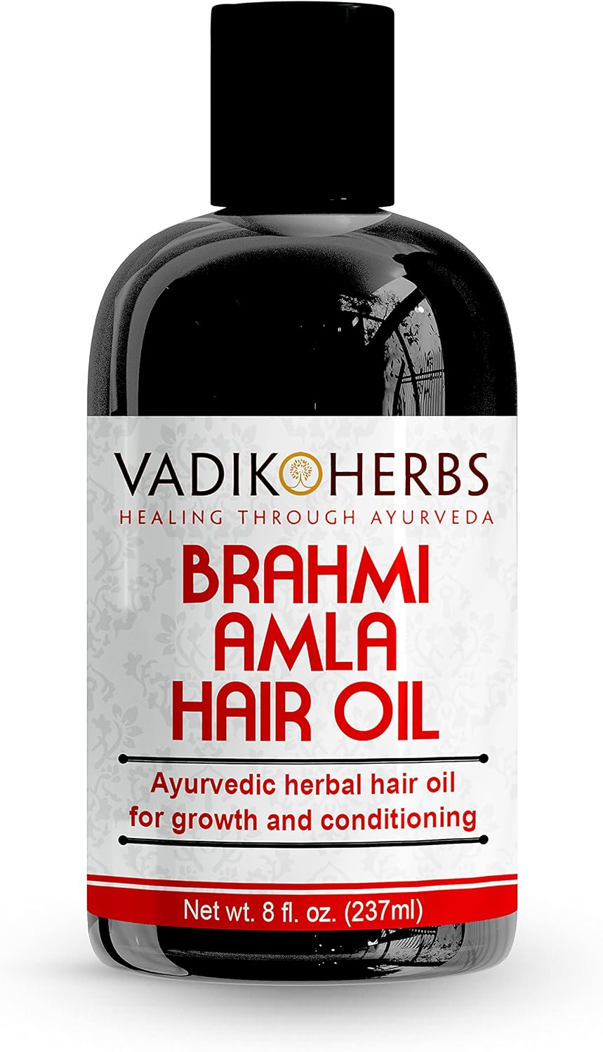 Vadik Herbs Brahmi Amla Hair Oil (8 oz) Ayurvedic herbal hair growth oil and hair conditioning oil with Rosemary Oil | Great for hair loss, balding, thinning, for beard growth,scalp treatment