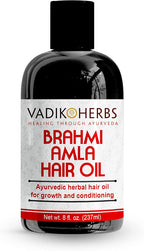 Vadik Herbs Brahmi Amla Hair Oil (8 oz) Ayurvedic herbal hair growth oil and hair conditioning oil with Rosemary Oil | Great for hair loss, balding, thinning, for beard growth,scalp treatment