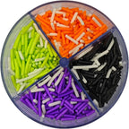 Edible Halloween Jimmies Sugar Sprinkles for Cake Decorating, Baking, Ice Cream, Cookies, Cupcake Topper Decorations,5oz (White&Orange&Black&Green&Purple)