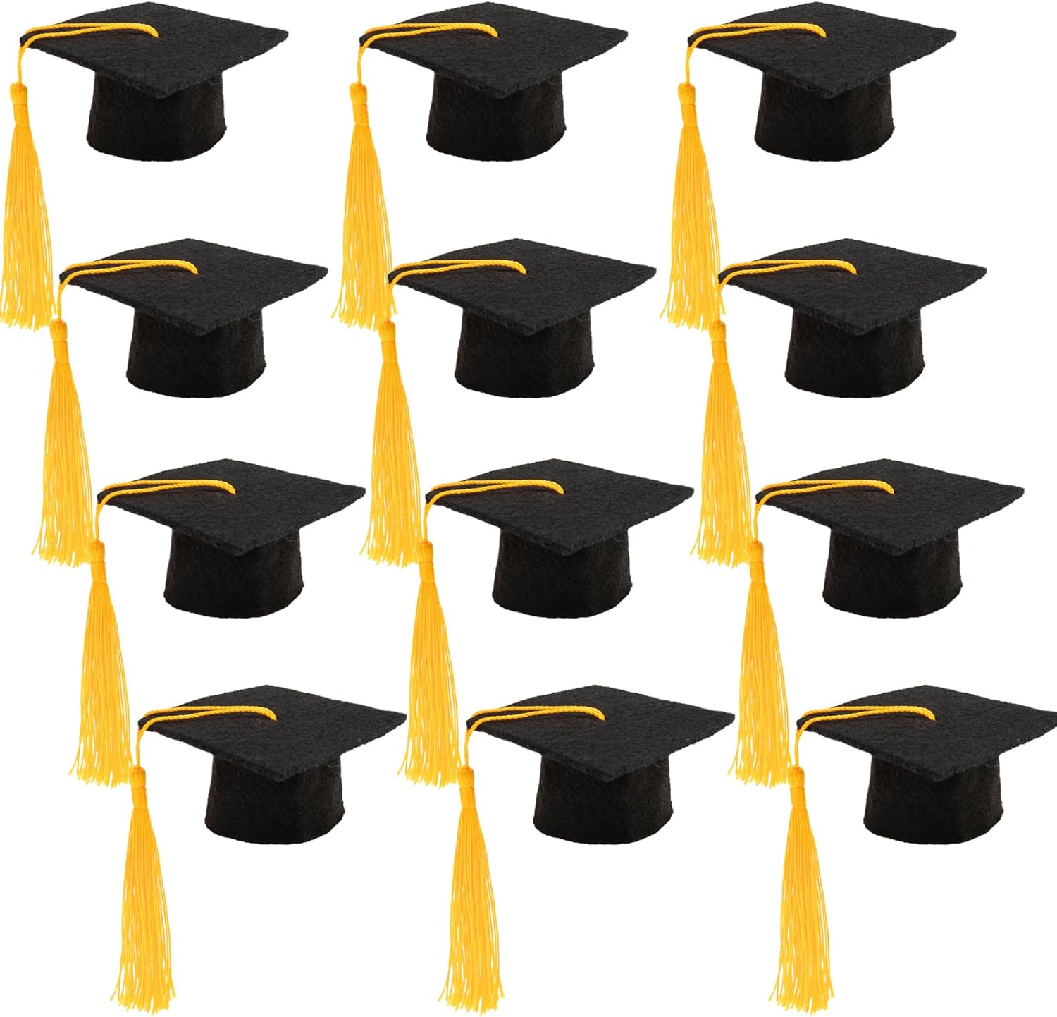 12 Pack Mini Graduation Caps with Tassels Grad Hat Cake Wine Bottle Toppers for Graduation Party Decorations