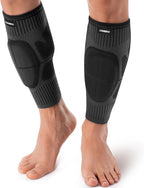 CAMBIVO Calf Compression Sleeves with EVA Pads for Shin Splints, Shin Guards for Men & Women, Leg Brace Support for Running (Pure Black, Large)