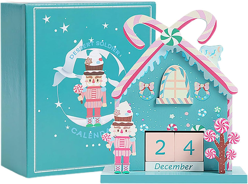 Christmas Wooden Perpetual Blocks Calendar, Soldier Wood Month Date Display Blocks, Cute Christmas Block Calendar for Desk, Xmas Calendars for Home Ornament Festival Decor Accessories
