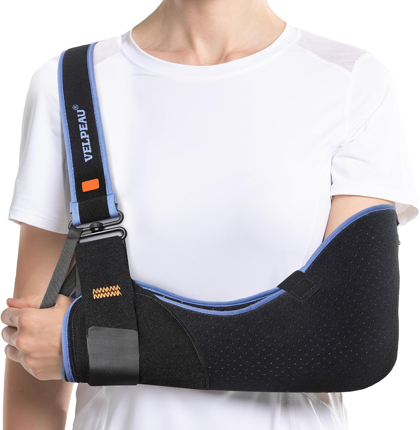 VELPEAU Arm Sling Shoulder Immobilizer for Women and Men, fit Left or Right Arm - Rotator Cuff Support Brace - Medical Sling for Shoulder, Clavicle, Elbow Injury (Comfort type, 2X-Large: Bust 47″-53″)