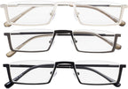 CessBlu Reading Glasses 3 Pairs Half-Rim Spring Hinge Reader Eyeglasses for Men Women Reading