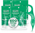 GUM Professional Clean Dental Floss Picks, Extra-Strong Shred-Resistant Floss with Easy-Grip Handle, Fresh Mint Flavor, 150 Count (Pack of 4) 600 Total