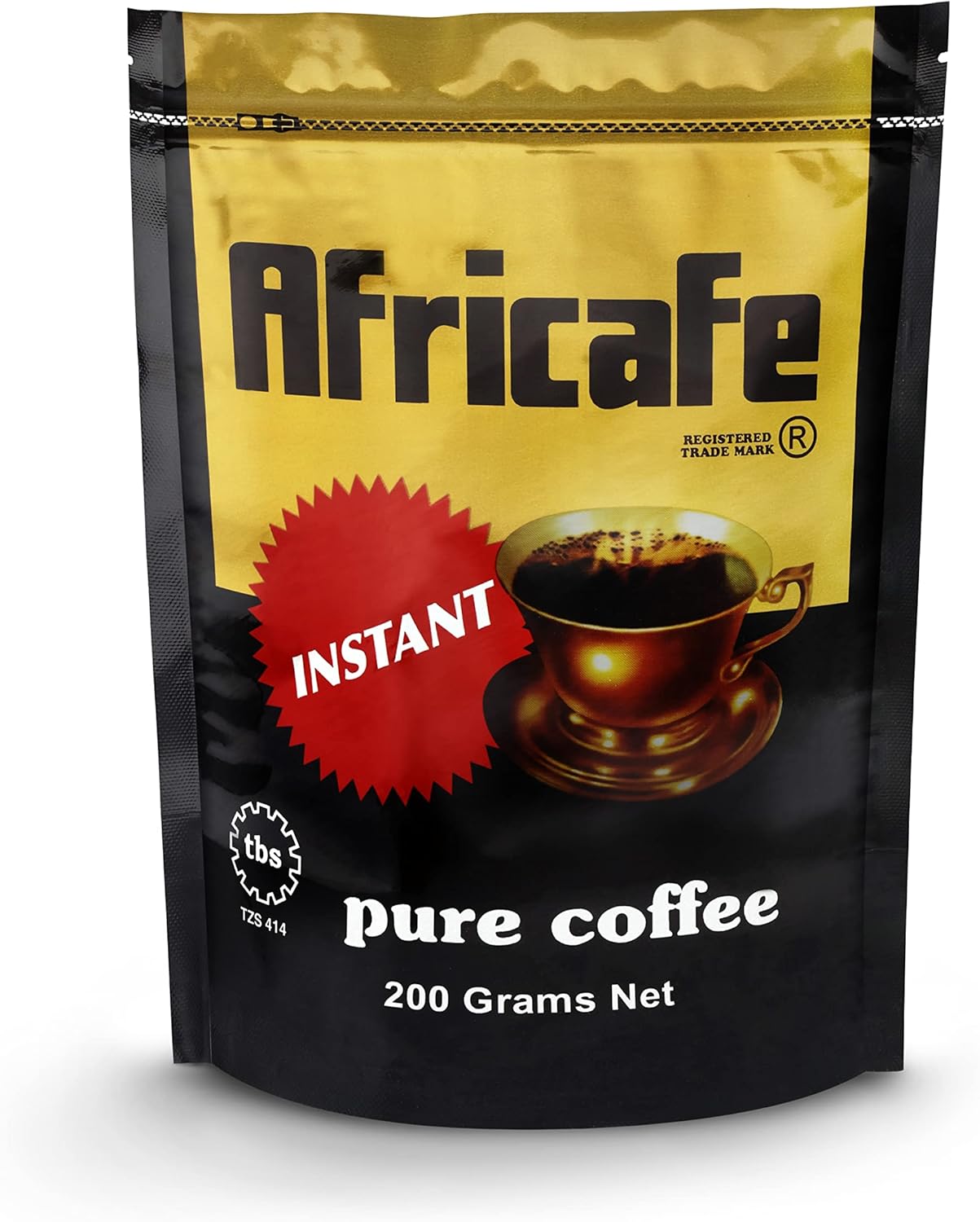 AFRICAFE - Organic Instant Coffee - Tanzania - 100% Arabica and Robusta - 200g Resealable Pouch