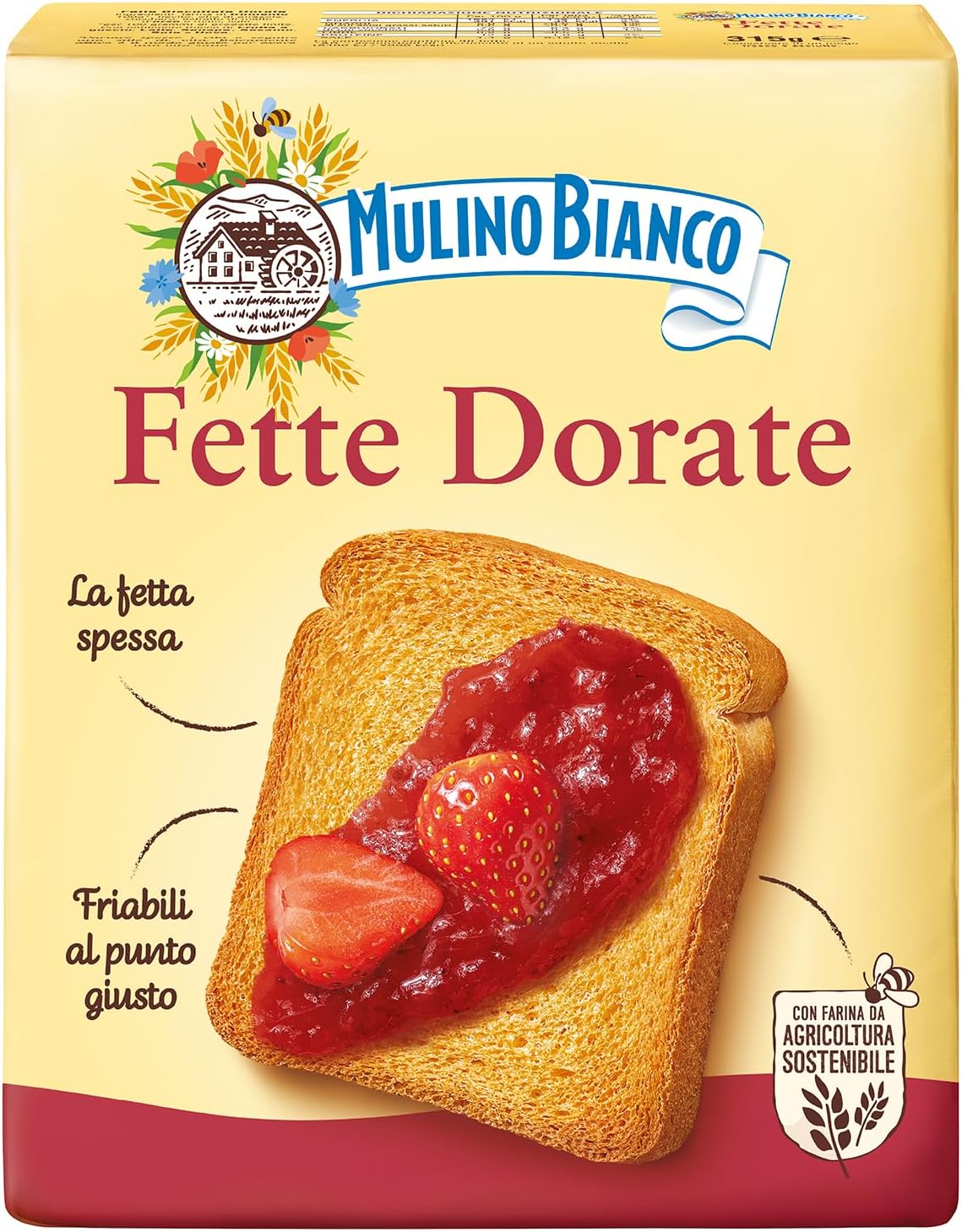 Mulino Bianco Fette Dorate 11.11oz (315g) – Authentic Italian Golden Toasted Bread – Perfect for Breakfast, Snacks, and Appetizers – Made with Natural Ingredients and No Palm Oil