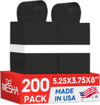 MESHA Kraft Gift Bags 200 Pack 5.25x3.75x8 Inch Small Black Paper Bags with Handles Bulk for Small Business,Birthday,Party,Wedding,Retial,Shopping Bag