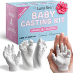 Luna Bean Baby Footprint and Hand Casting Mold Kit (4 Pack) First Time New Mom Gifts - Newborn Foot Handprint Baby Keepsake - Mom to Be Gift