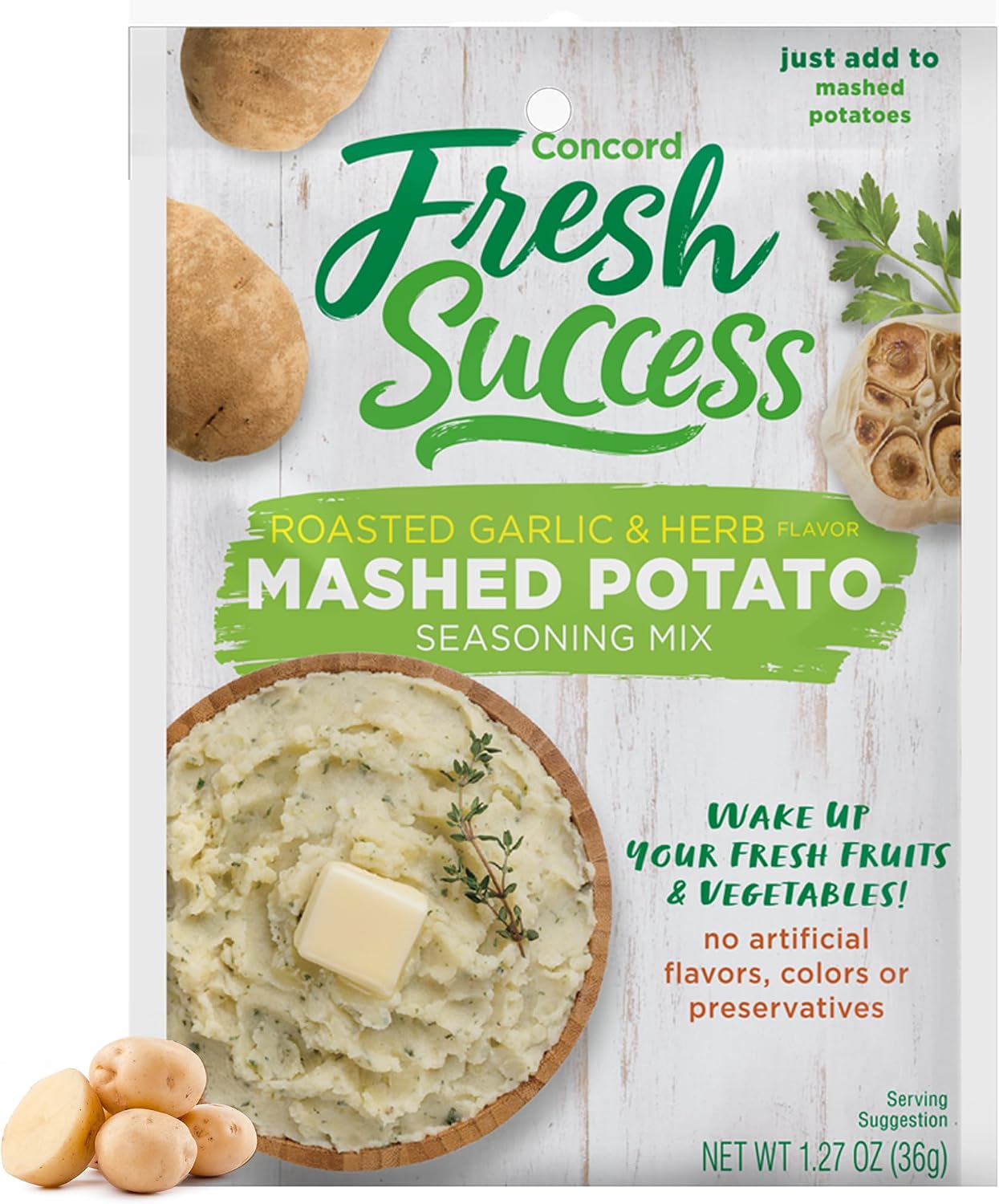 Concord Mashed Potato Garlic & Herb Seasoning Mix, 1.27-ounce Pouch