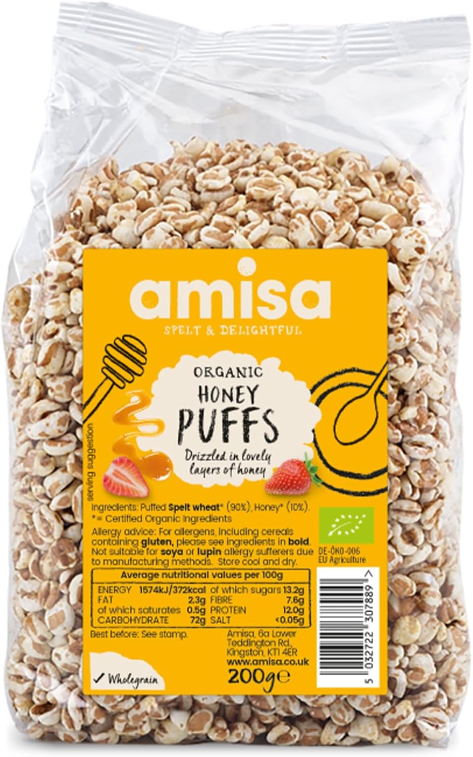 Amisa Organic - Spelt Puffs - Honey - 200g