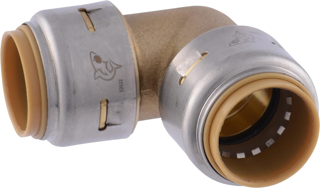 SharkBite Max 3/4 Inch 90 Degree Elbow, Push to Connect Brass Plumbing Fitting, PEX Pipe, Copper, CPVC, PE-RT, HDPE, UR256A