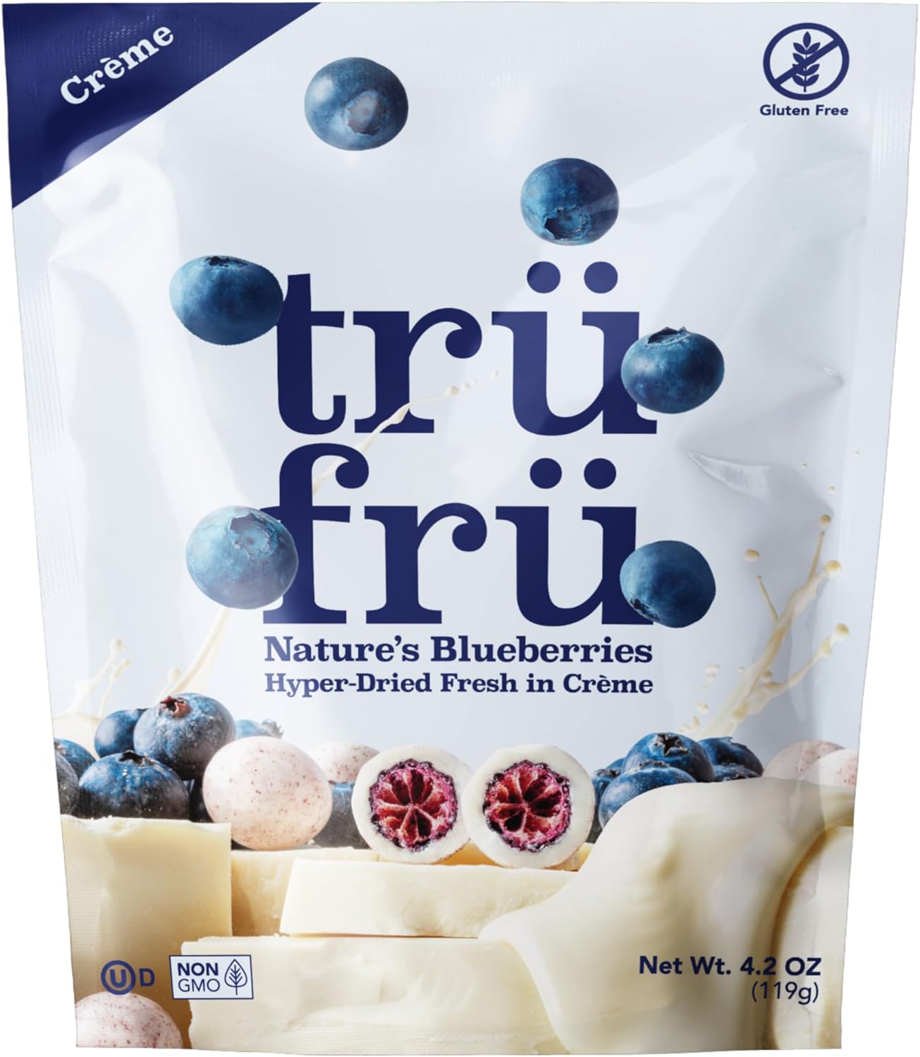 Tru Fru Nature's Blueberries Hyper-Dried in Crème, Premium Gourmet Freeze Dried Snack, 4.2 oz
