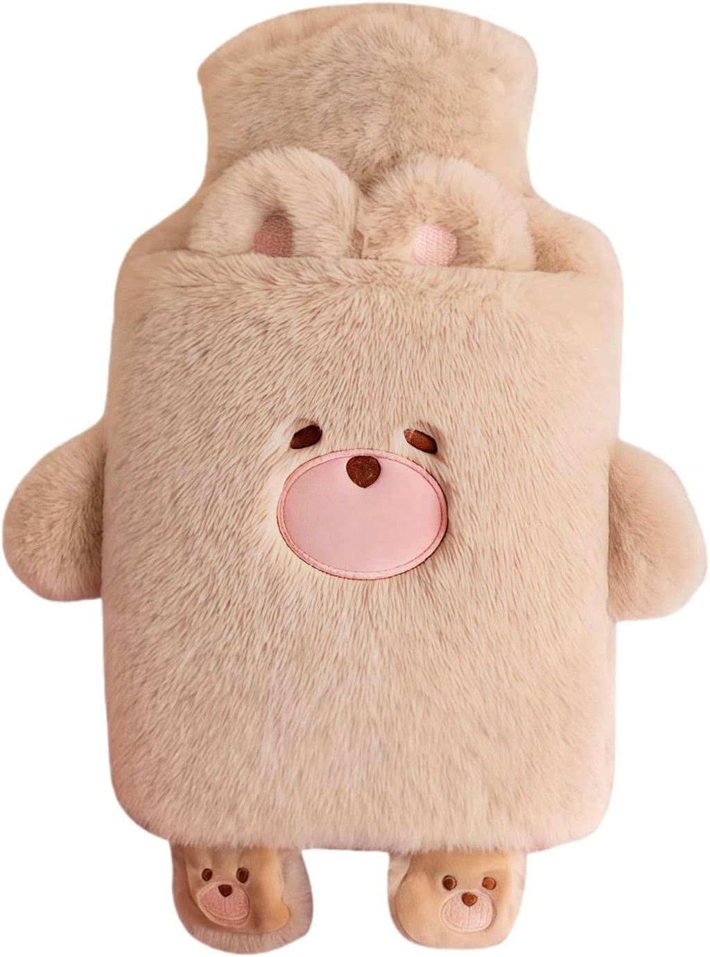 Rubber hot Water Bottle Cute Plush Bear with Soft Cover, Warm Compress Menstrual crampbest Period Pain Relief, Winter Home Essentials Christmas Gift (1 L)