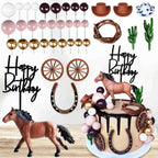 38 PCS Horse Birthday Cake Decorations，Horse Topper for Cake Set with Happy Birthday Sign Cowboy Western Cake Decor