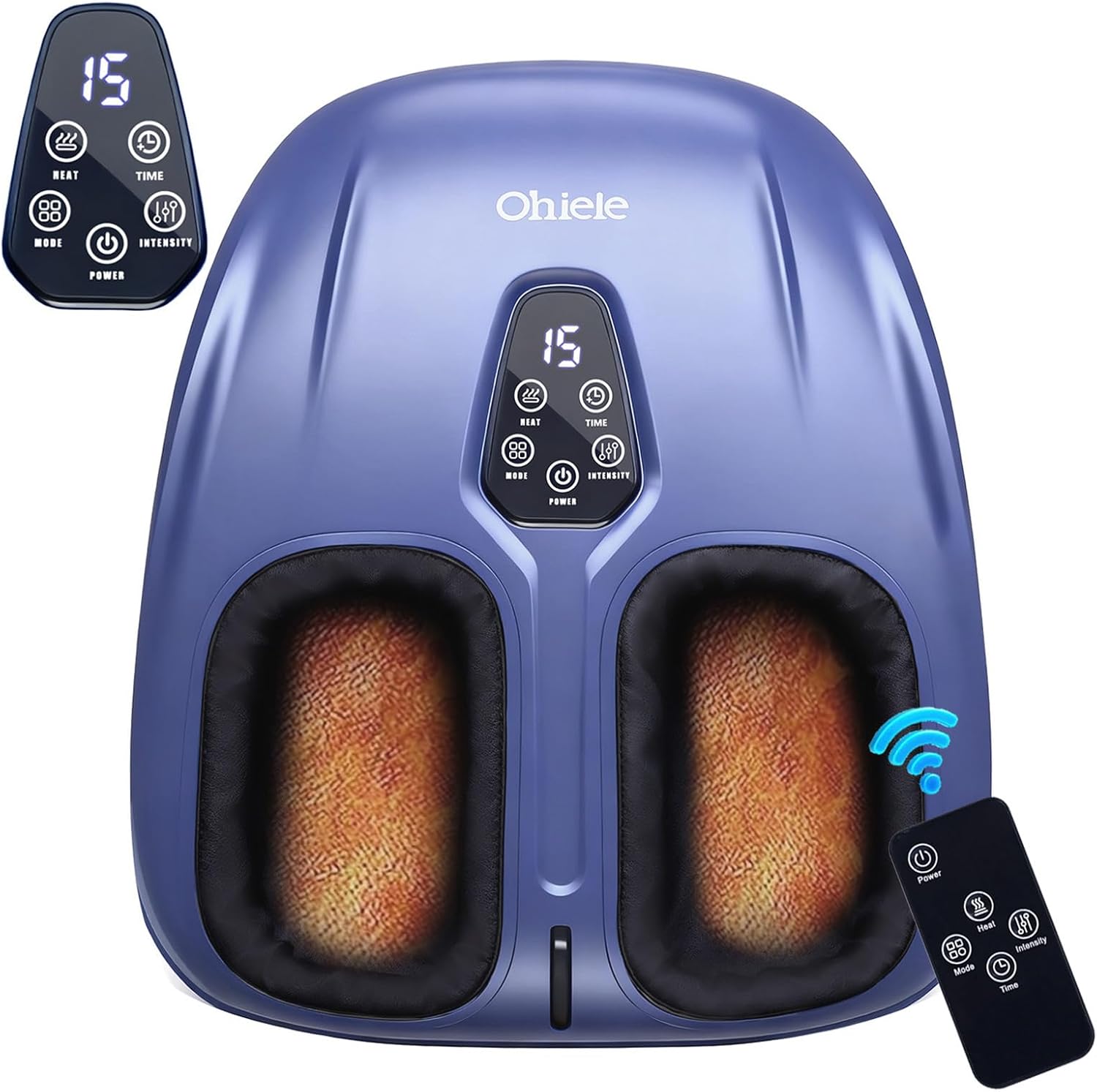 Foot Massager with Heat, Shiatsu Deep Kneading Foot Massager, Plantar Fasciitis Massager, and Heat for Plantar Fasciitis, Neuropathy, Suitable for Women Men, Fits Up to 13 (Blue,Corded)