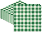 40 Pcs Green Gingham Paper Napkins,13x13 Inch Square Green and White Napkins Disposable - Soft Dinner Napkins for Picnic, Wedding, Party, Daily Use (6.5x6.5 Inch Folded)