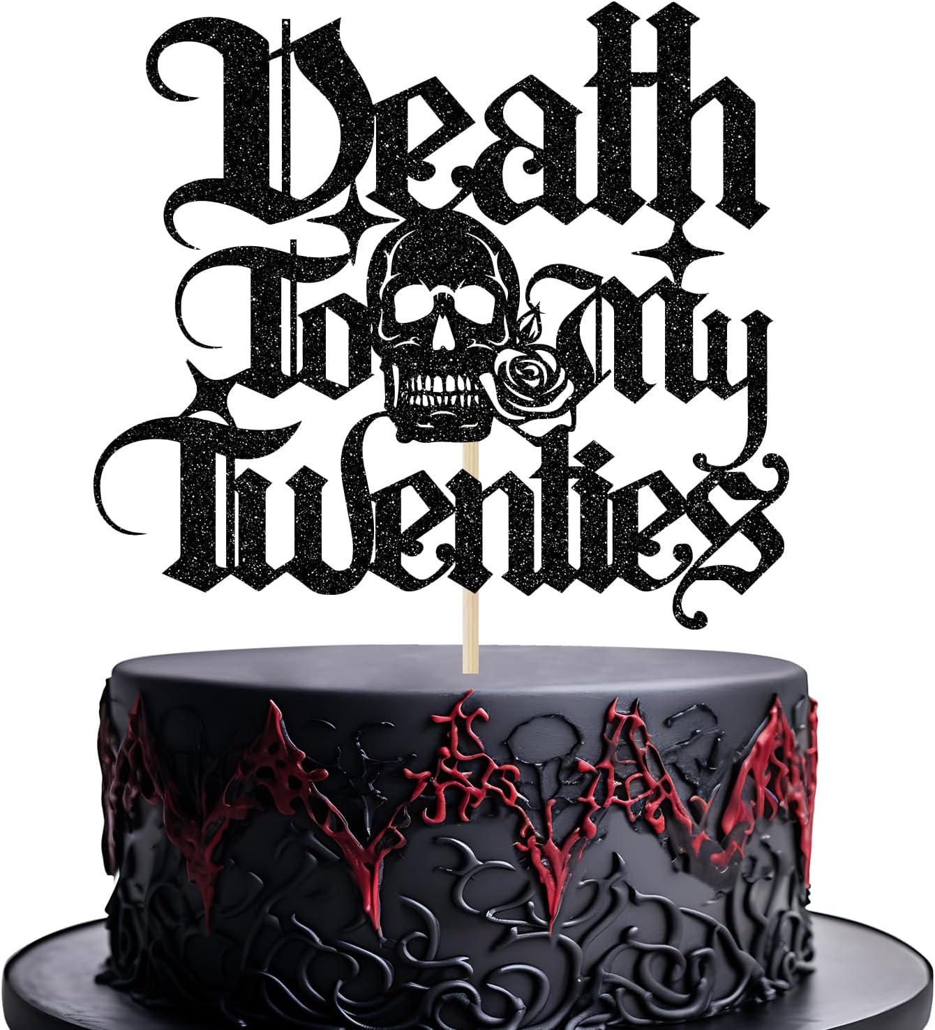 Death to My Twenties Cake Topper, Rip Twenties Decorations, Rip to My 20s, Funeral Birthday Decorations, 30th Birthday Party Decorations, Black Glitter