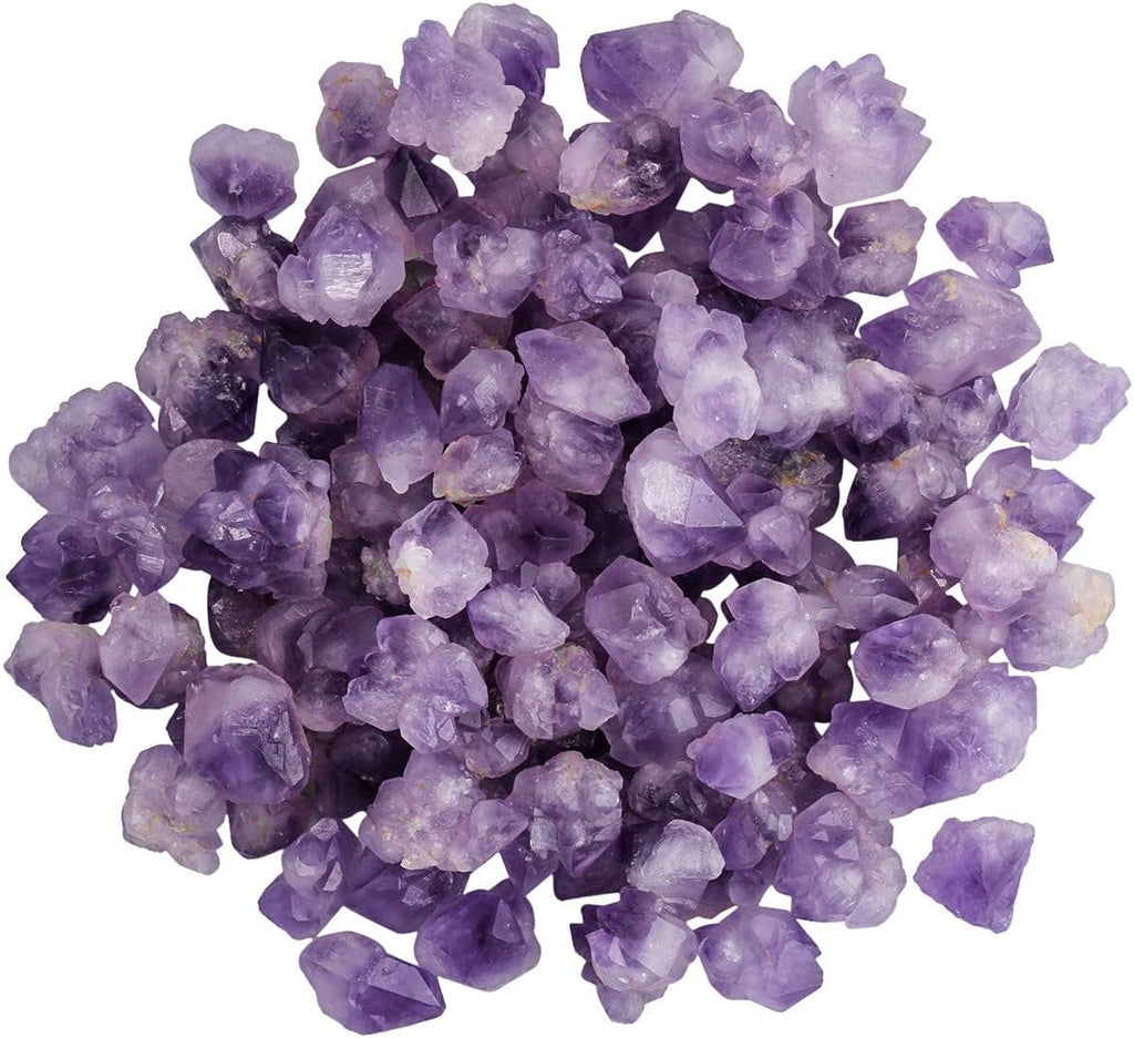SUNYIK Natural Amethyst Rough Stone, Irregular Raw Crystal Point Loose Gemstone for Healing Reiki Jewelry Making Decoration 0.7”-1.5” 0.5lb (33-40 pcs)